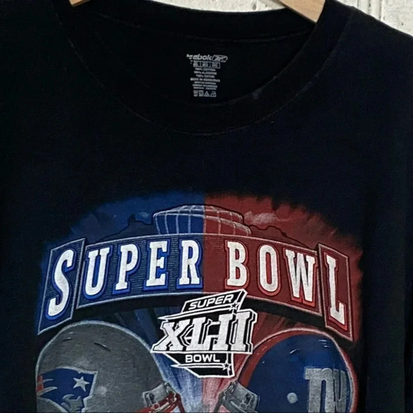 Reebok 2XL Super Bowl 42‎ Patriots vs Giants black T-Shirt - Picture 4 of 5